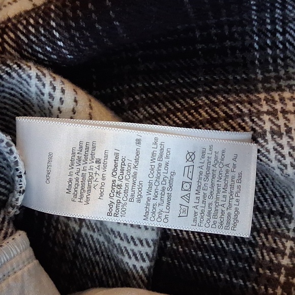 Madewell Twill Flannel Shirt Jacket Windowpane Plaid Black White Medium Shacket - Picture 10 of 10